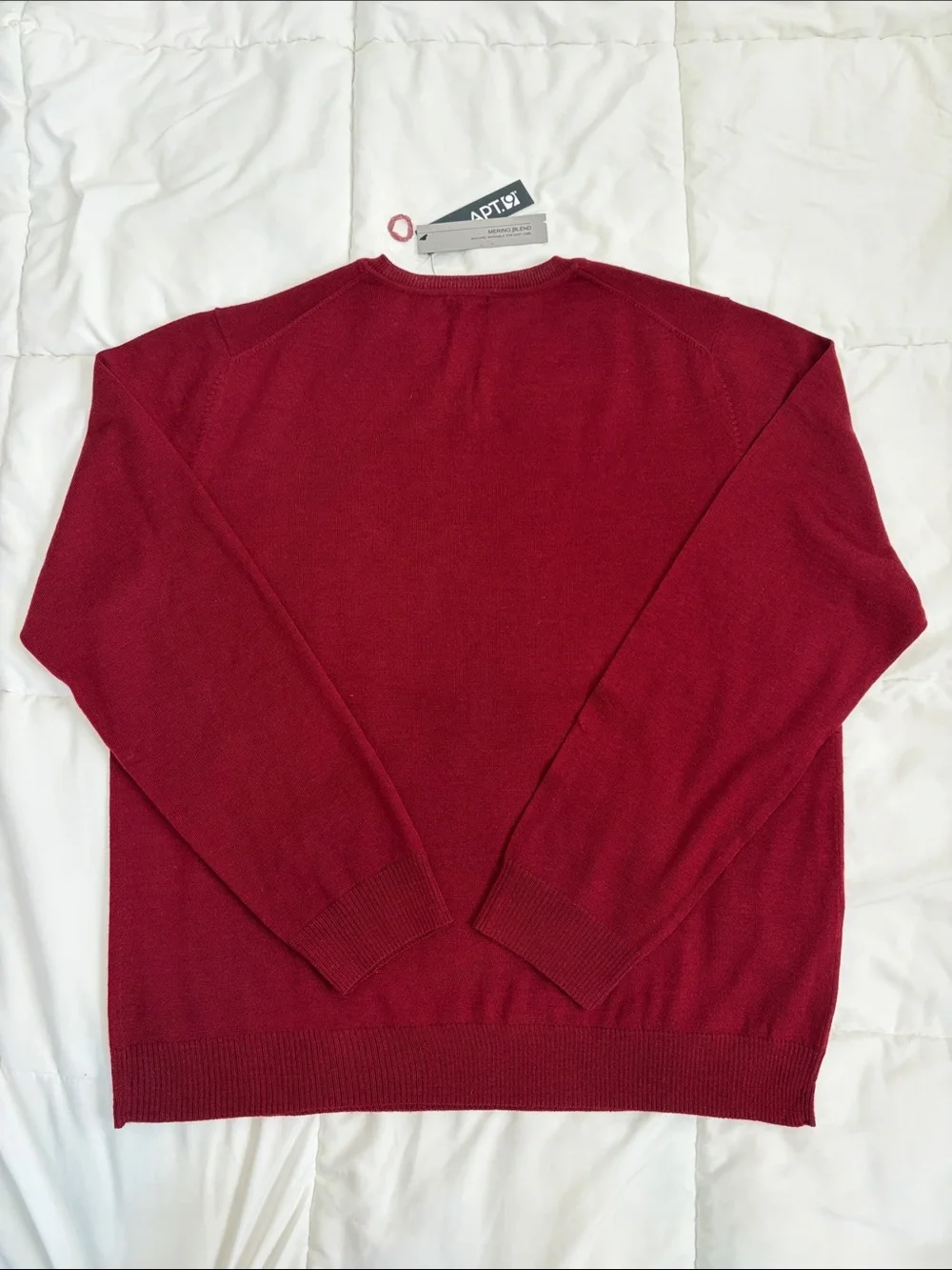 Apt. 9 Men's V-Neck Merino wool blend Sweater in cranberry red XXL